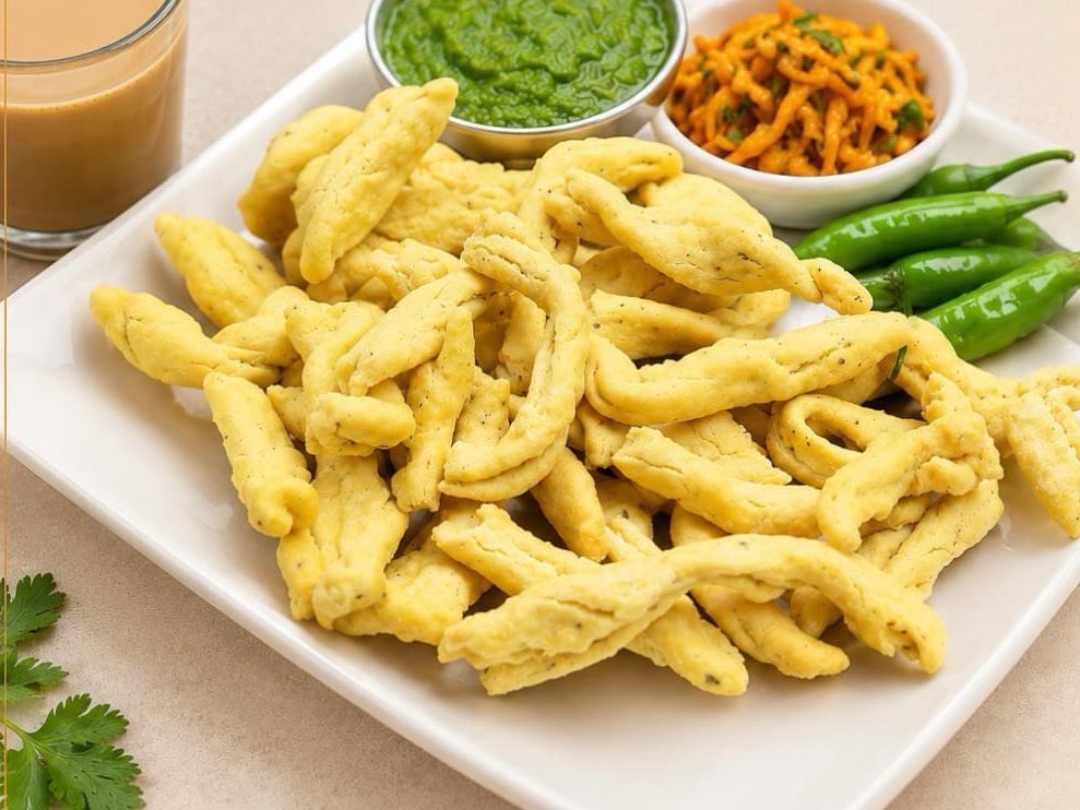 Vanela Gathiya with chutney and sambharo